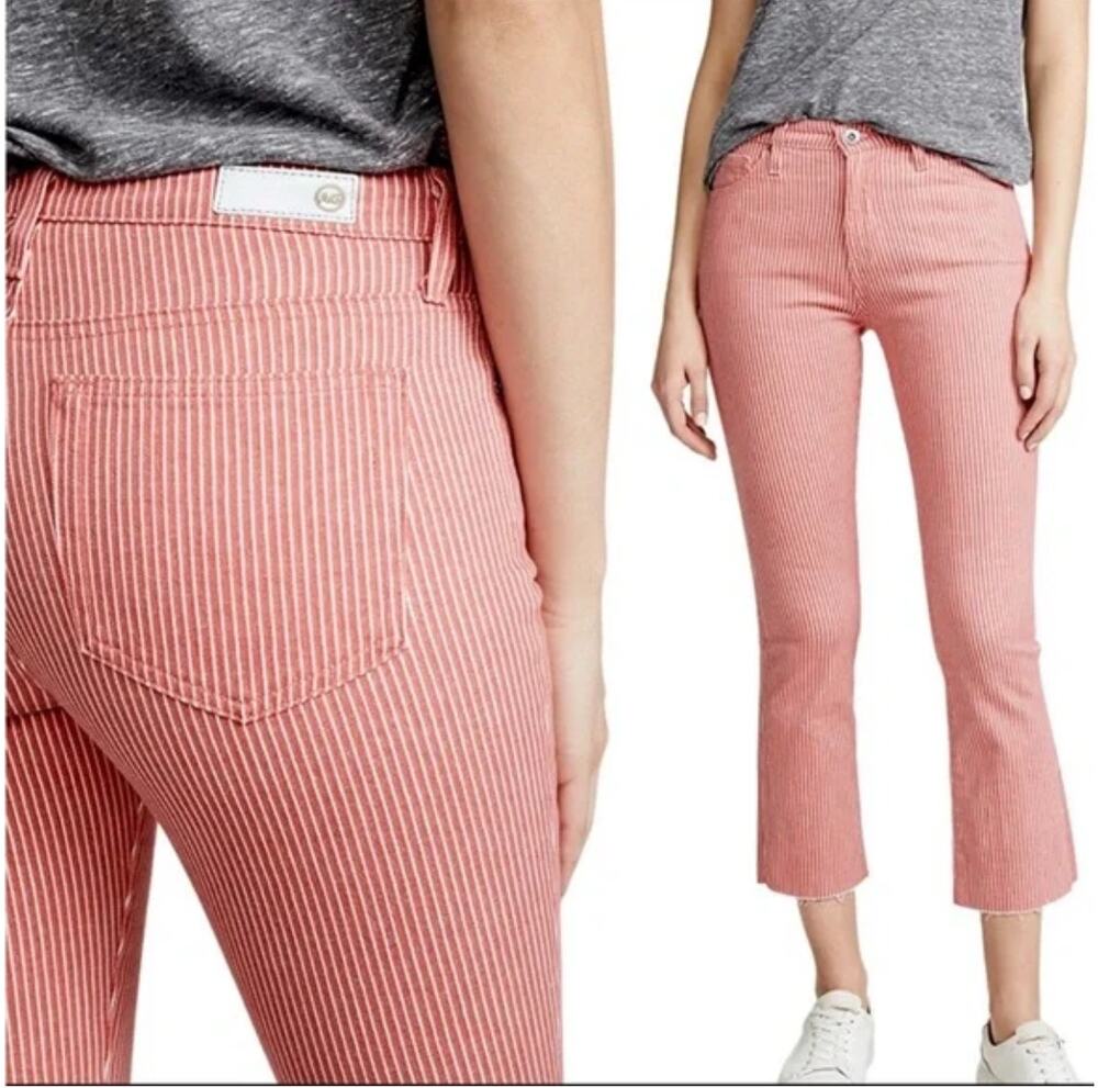 AG Adriano Goldschmed The Jodi Chop dusty pink pink strip denim jeans size 29